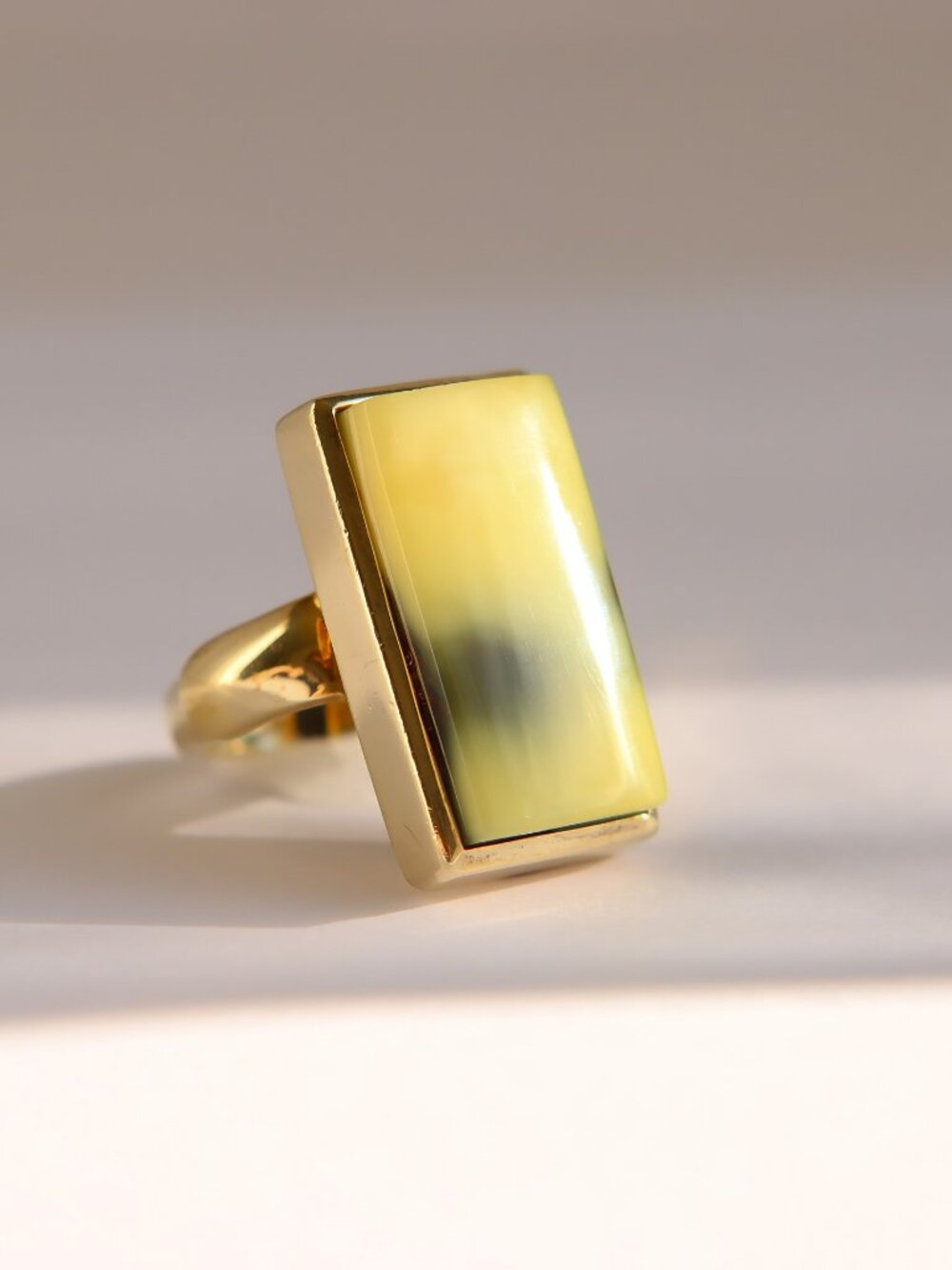 Butterscotch Gold Amber Ring- 14k Gold Plated Sterling Silver